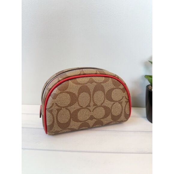 NWT Coach Cosmetics Case In Signature Canvas Wild Strawberry CH528 - Picture 4 of 6